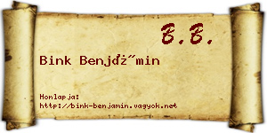Bink Benjámin névjegykártya